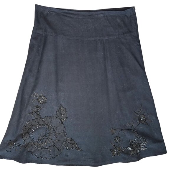 le chateau Black A Line beaded skirt Size M - Picture 1 of 6